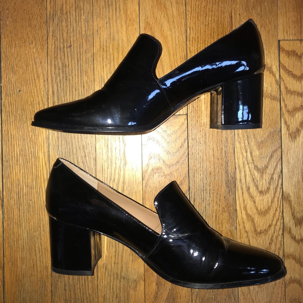 Calvin Klein Faye Block 2.5” Heel Pump Patent Black Size 8.5